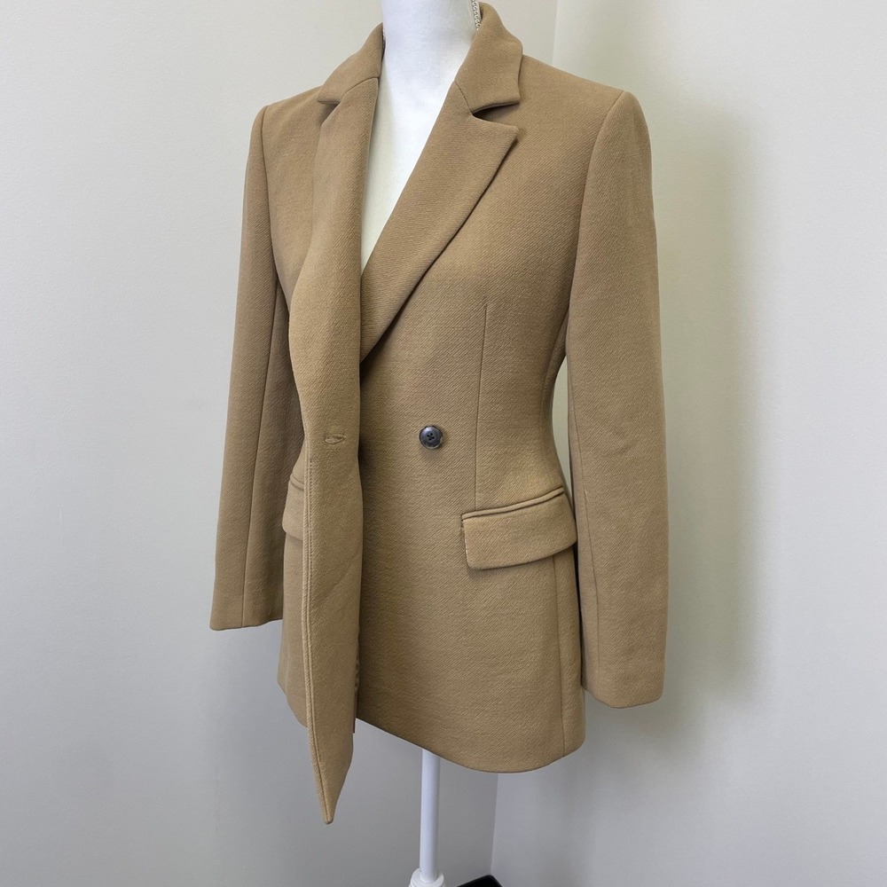 J.Crew Italian Double Cloth Wool Blazer Double Breasted Jacket 4 Camel Tan - Picture 2 of 16